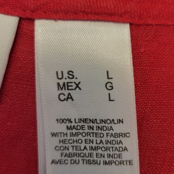 100% Linen Tunic Blouse Size L By Liz Claiborne - Picture 8 of 10